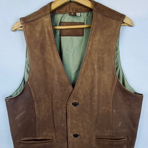 VTG Roundtree & Yorke Mens Sz L Genuine Leather Suede Vest Cowboy Rodeo Western - Picture 5 of 14